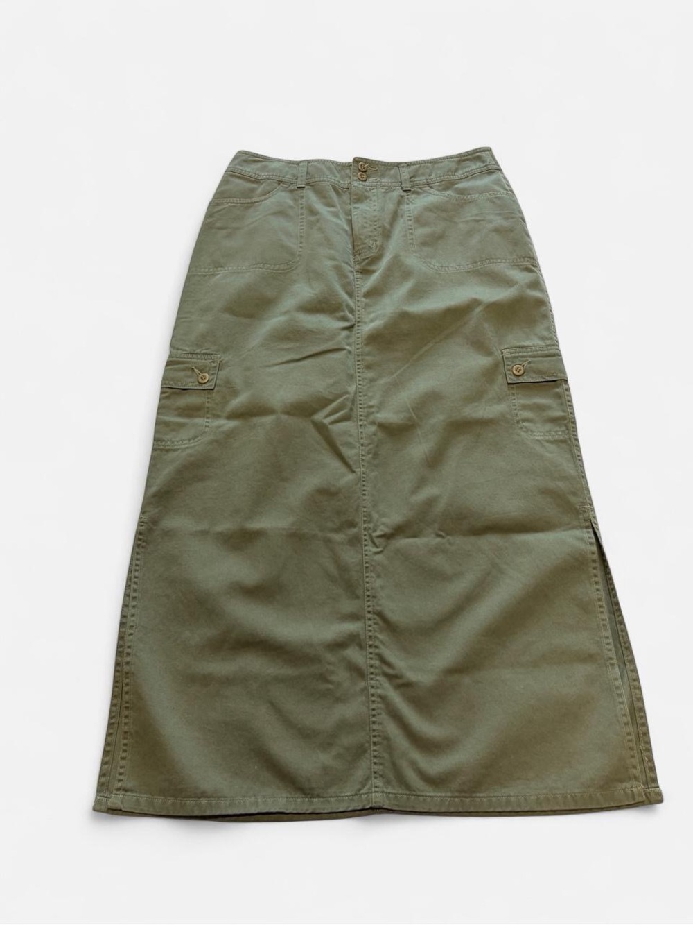 St. John’s Bay Olive Cargo Utility Maxi Skirt Y2K Gorpcore Women’s Size 12